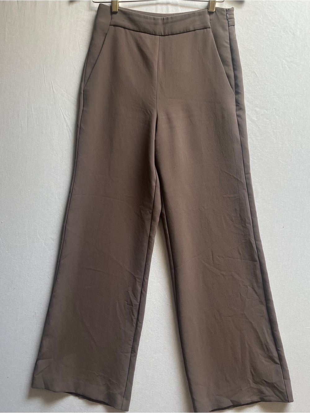 Aritzia Wilfred Mocha Brown High Waisted Wide Leg Crepe Dress Pants Size 6